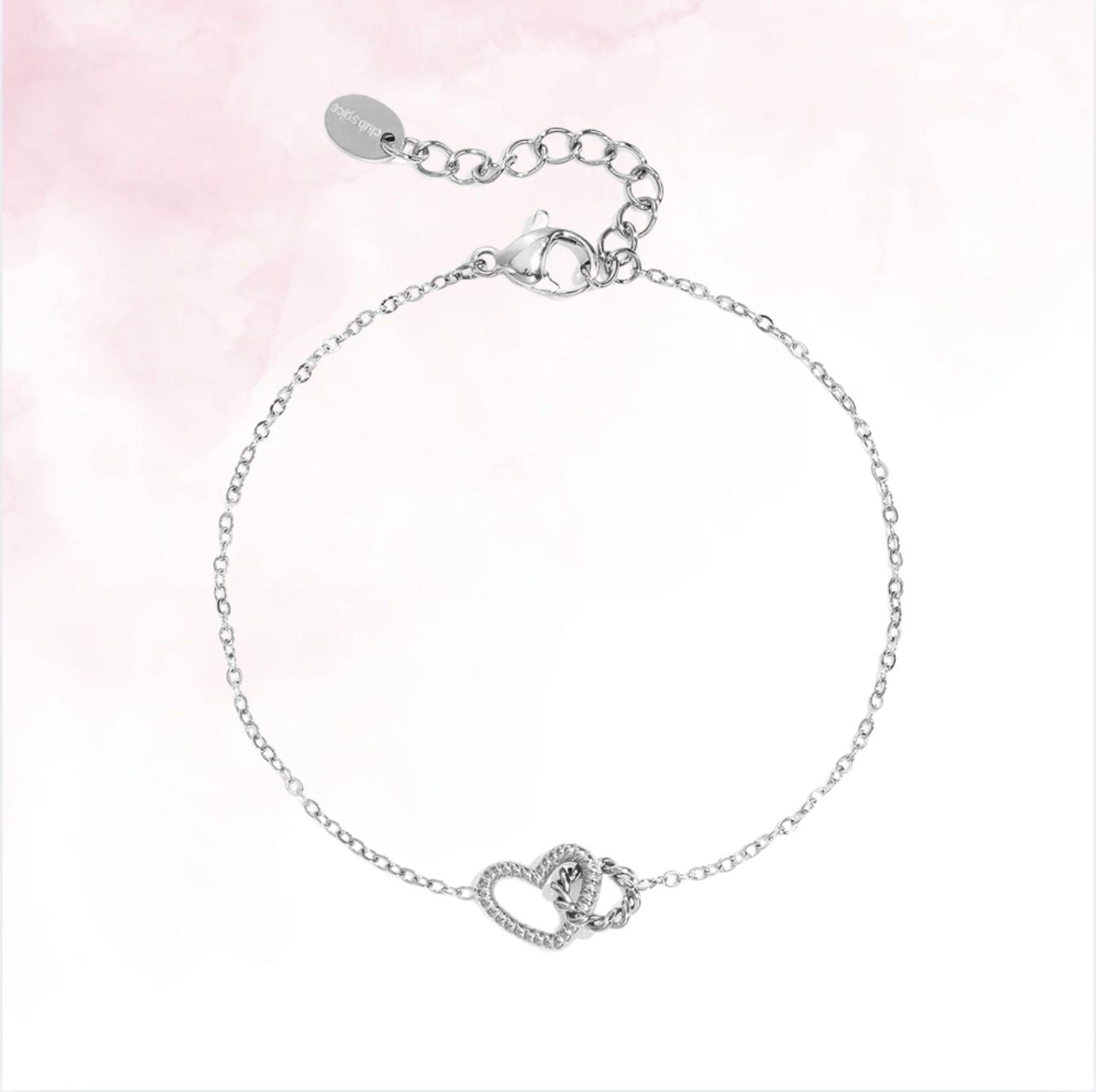 Armband met verbonden hart bedel - Zilver