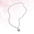Ketting hangend hart met frontsluiting - Zilver