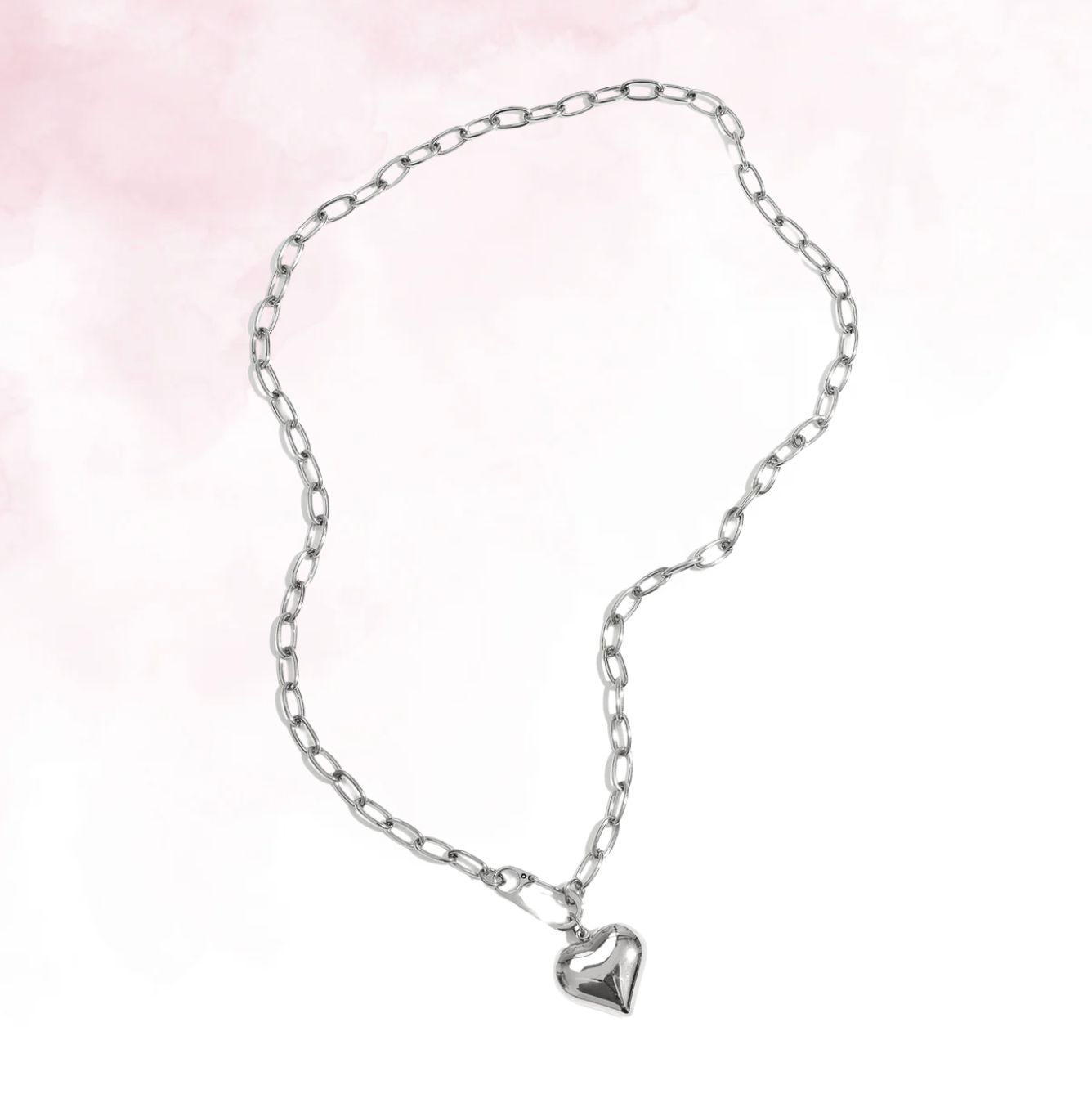 Ketting hangend hart met frontsluiting - Zilver