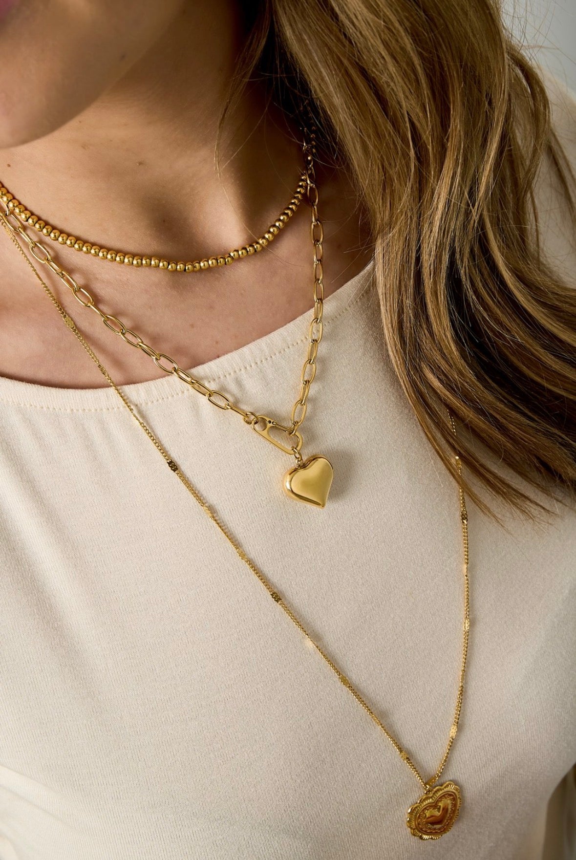 Ketting hangend hart met frontsluiting - Zilver