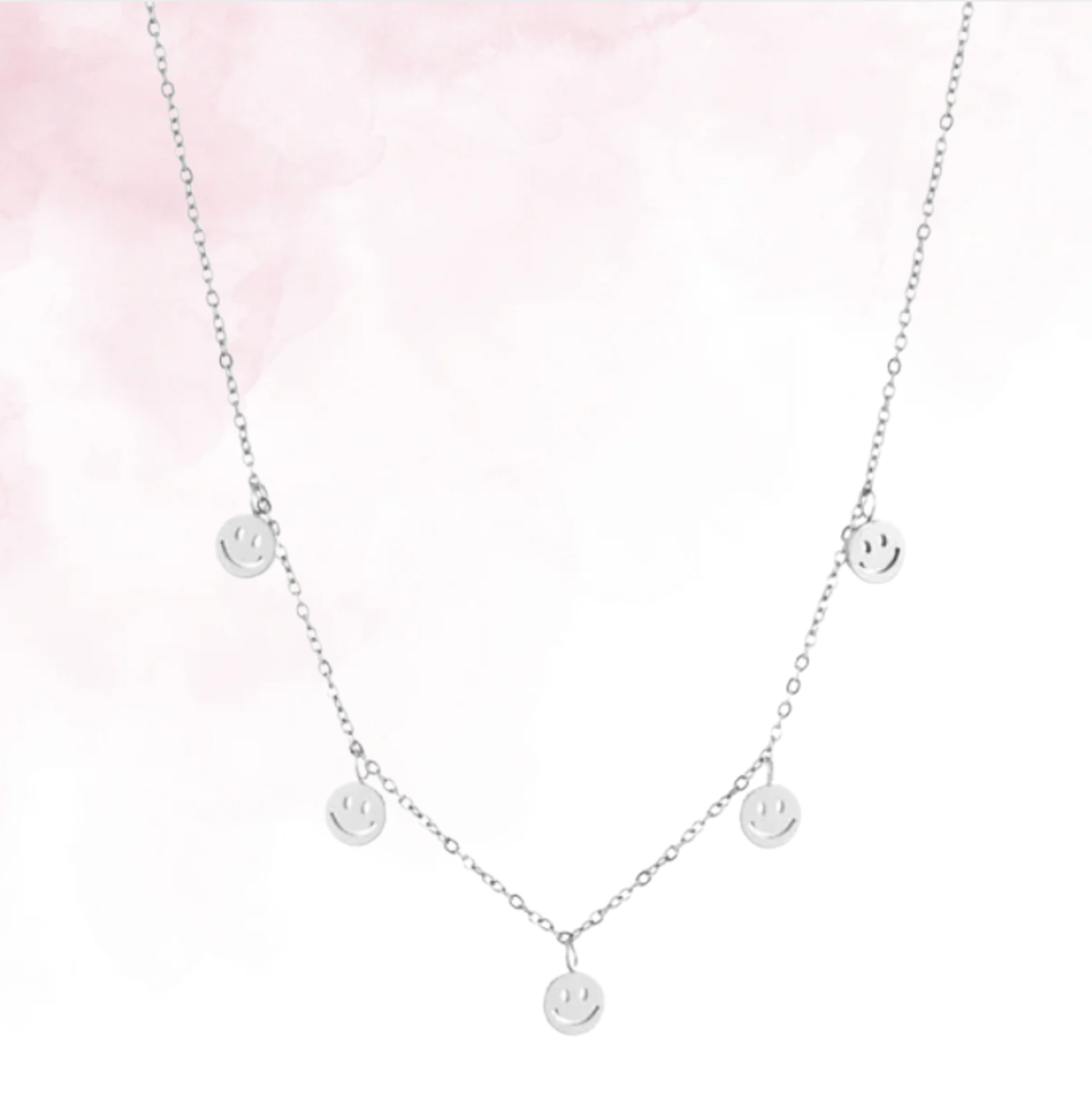 Smiley Ketting Zilver