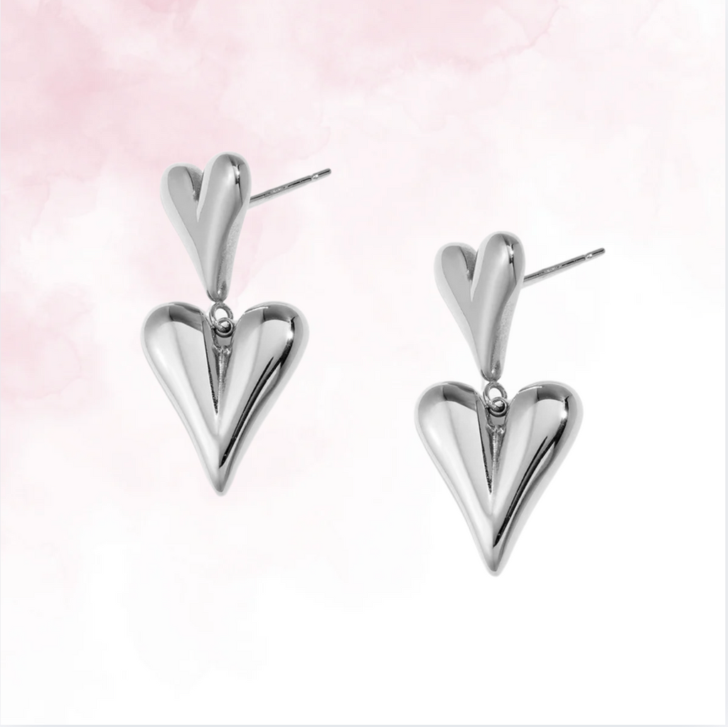 Double Heart Drops - Zilver