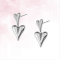 Double Heart Drops - Zilver