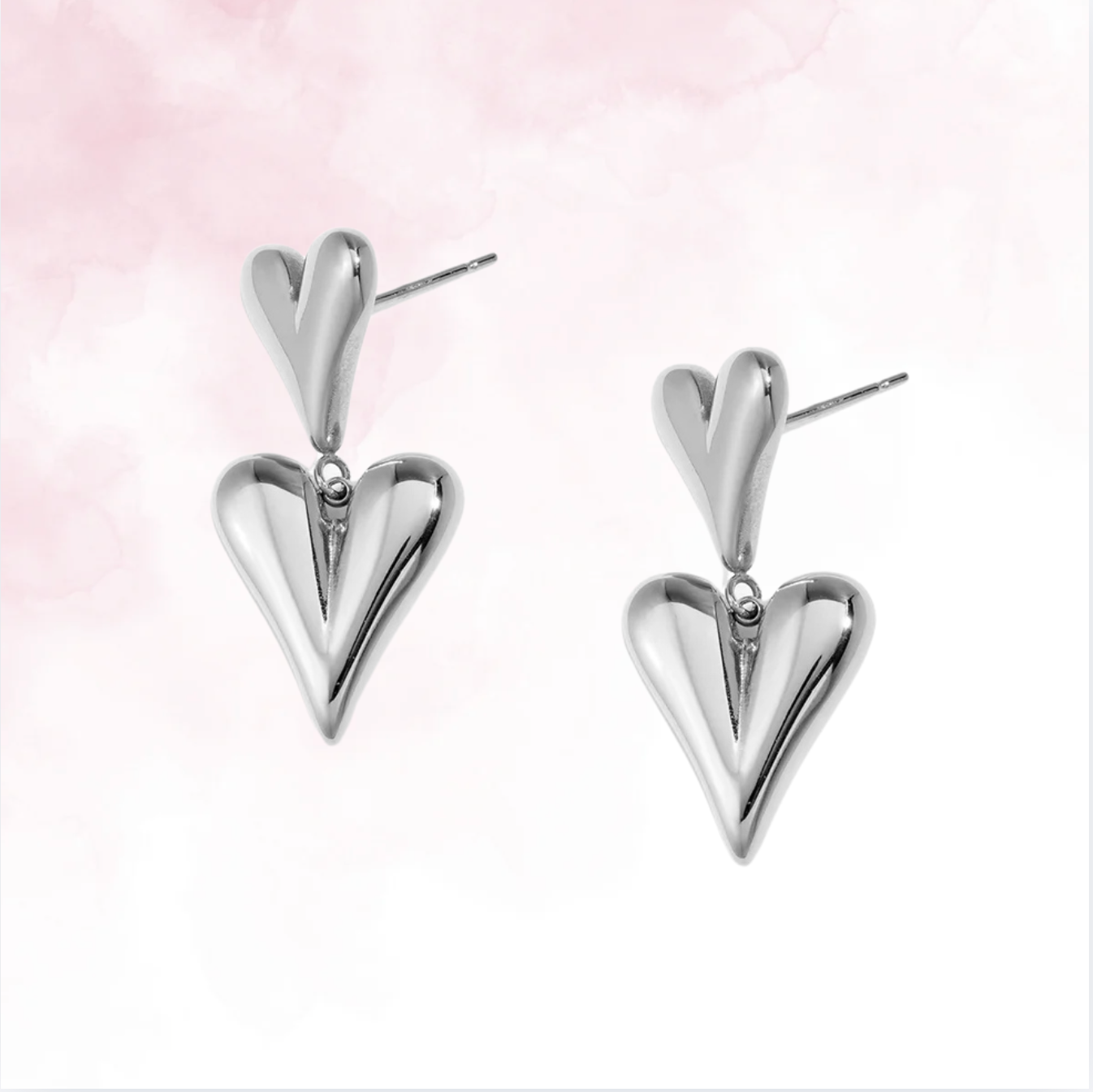 Double Heart Drops - Zilver