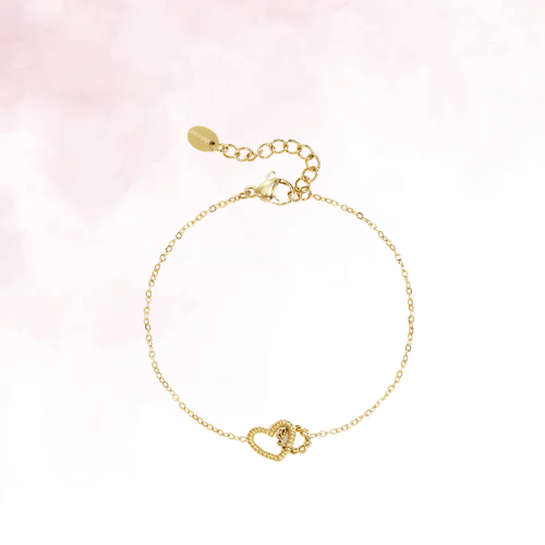 Armband met verbonden hart bedel - Goud