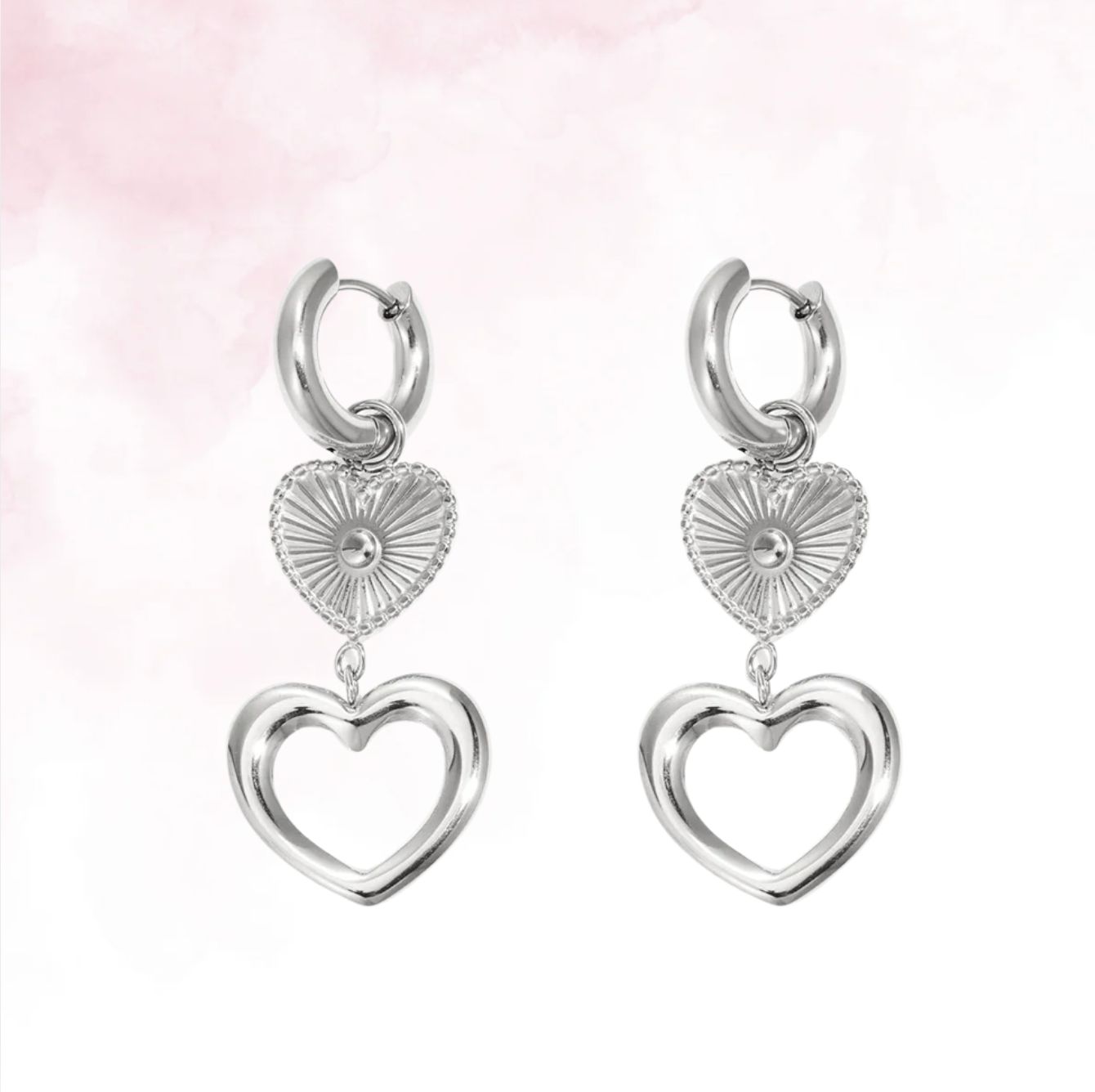 Double Love Hoops - Zilver